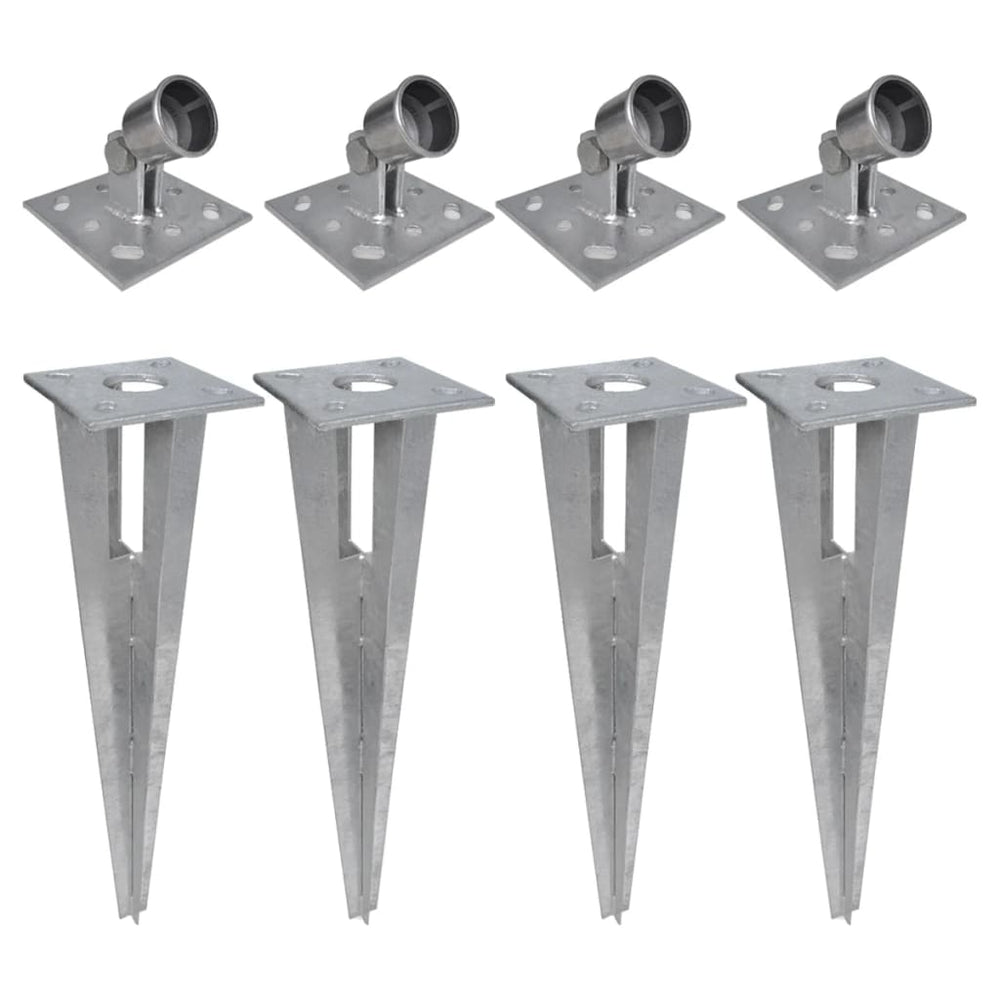 vidaXL Ground Anchor and Base Plate 4 pcs. Steel