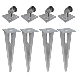 vidaXL Ground Anchor and Base Plate 4 pcs. Steel