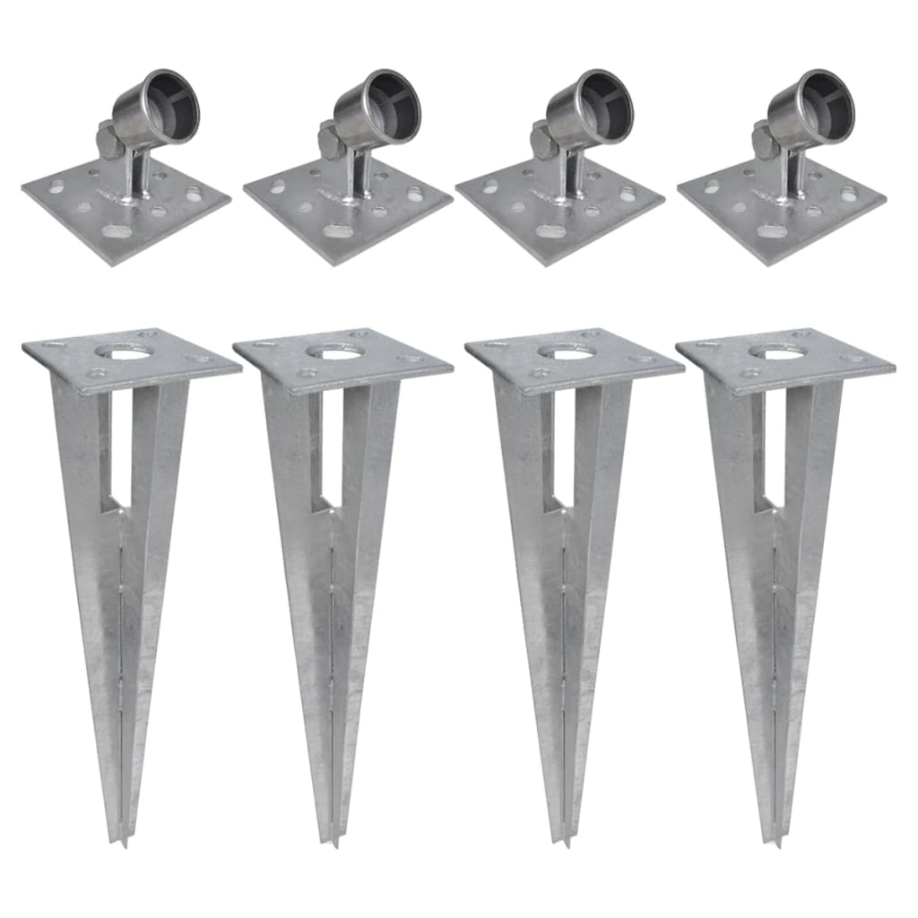 vidaXL Ground Anchor and Base Plate 4 pcs. Steel