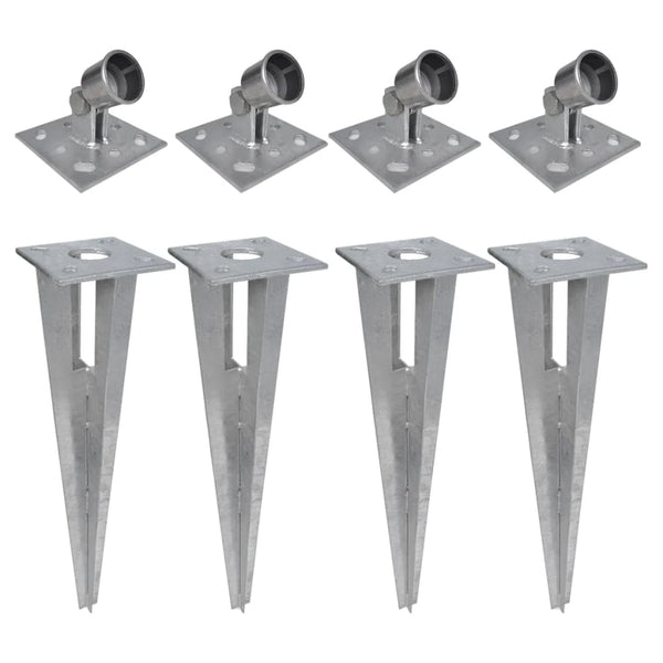 vidaXL Ground Anchor and Base Plate 4 pcs. Steel