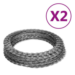 vidaXL Barbed Wire 2 pcs. Concertina Wire Galvanized Steel 100 m
