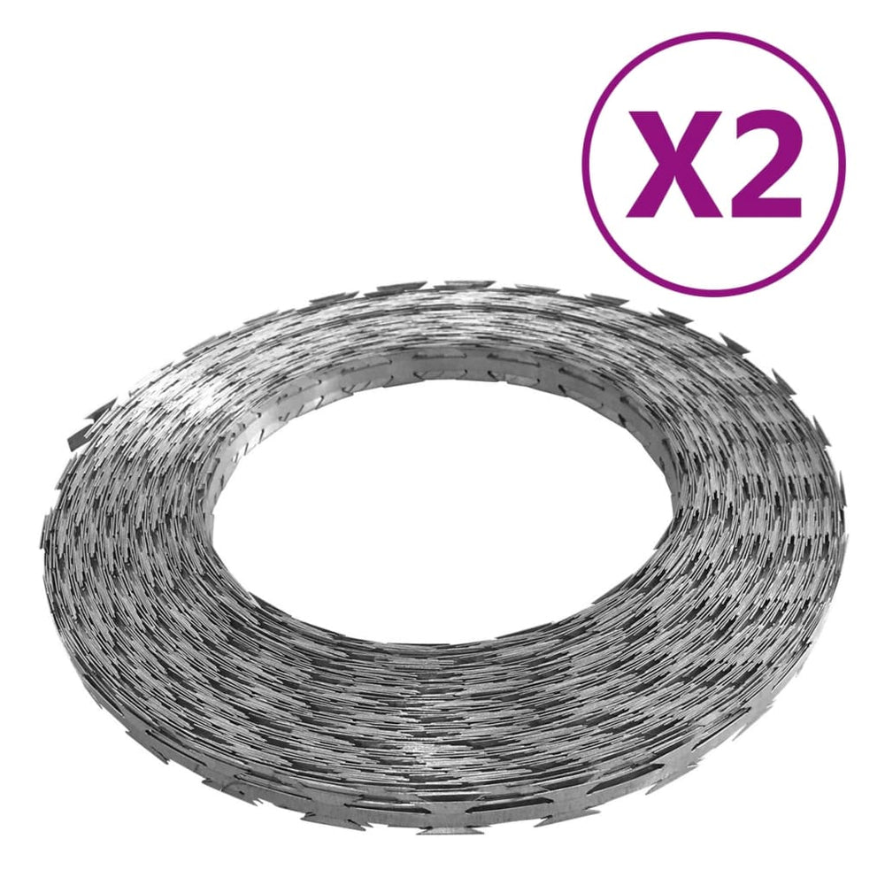 vidaXL BTO-22 Razor Wire Barbed Wire 2 pcs 100 m Steel