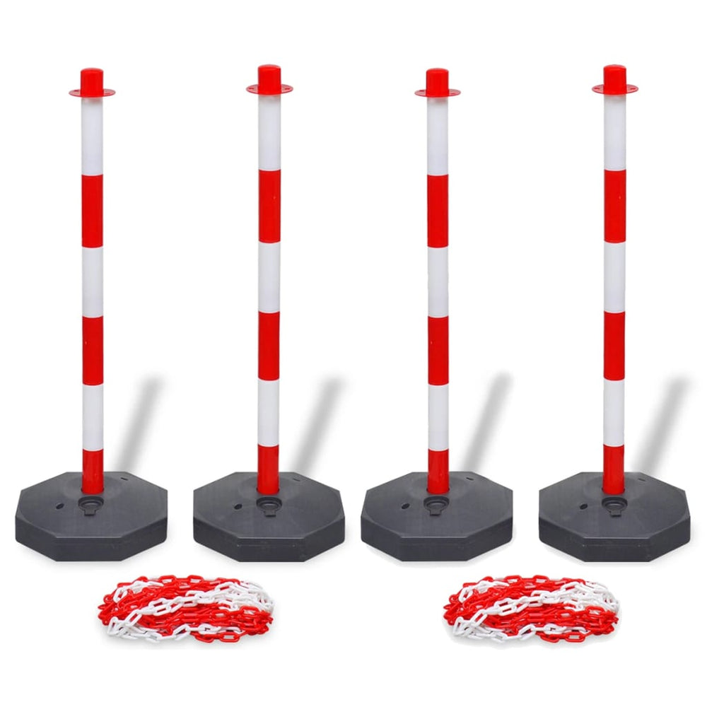 vidaXL Set of 4 Barrier Posts and 2 Plastic Chains of 10 m Each