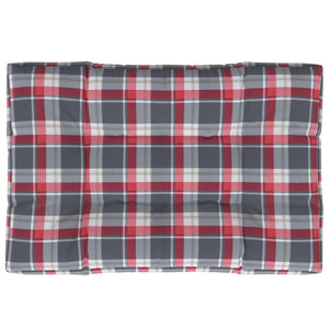 vidaXL Pallet Cushion Red Plaid 120x80x12 cm Fabric