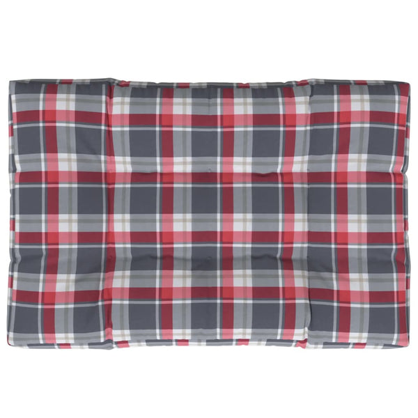 vidaXL Pallet Cushion Red Plaid 120x80x12 cm Fabric