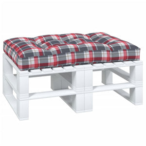 vidaXL Pallet Cushion Red Plaid 120x80x12 cm Fabric