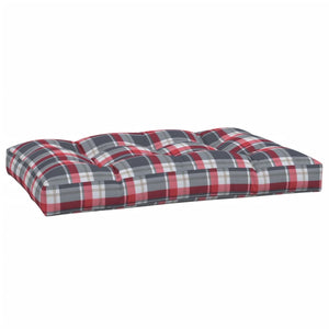 vidaXL Pallet Cushion Red Plaid 120x80x12 cm Fabric