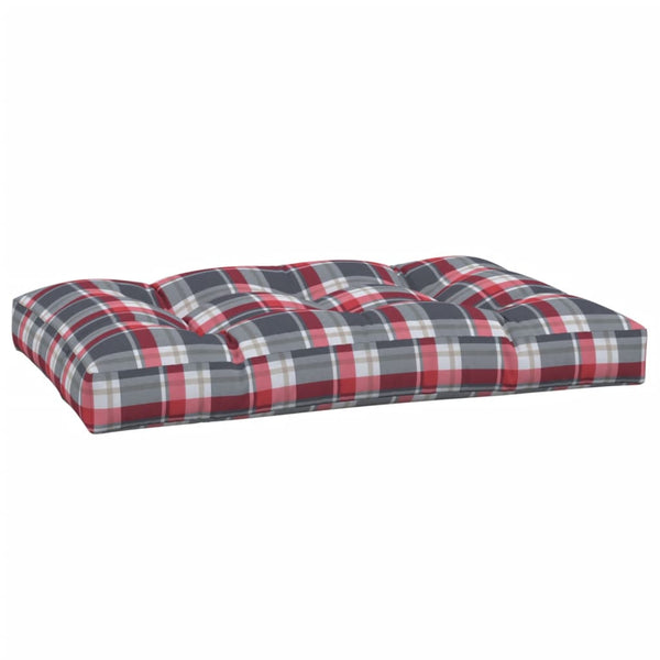 vidaXL Pallet Cushion Red Plaid 120x80x12 cm Fabric