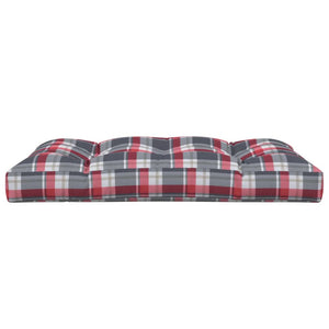 vidaXL Pallet Cushion Red Plaid 120x80x12 cm Fabric