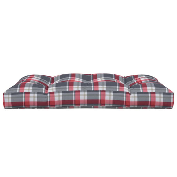 vidaXL Pallet Cushion Red Plaid 120x80x12 cm Fabric