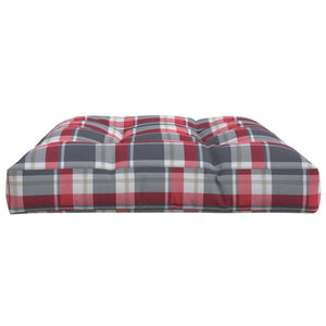 vidaXL Pallet Cushion Red Plaid 120x80x12 cm Fabric