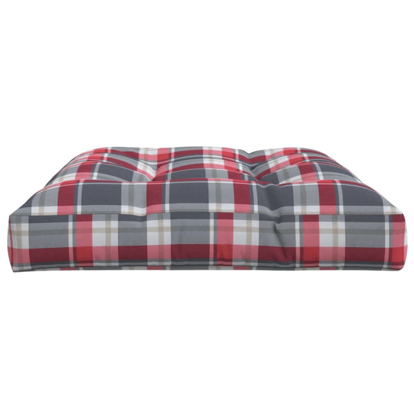 vidaXL Pallet Cushion Red Plaid 120x80x12 cm Fabric