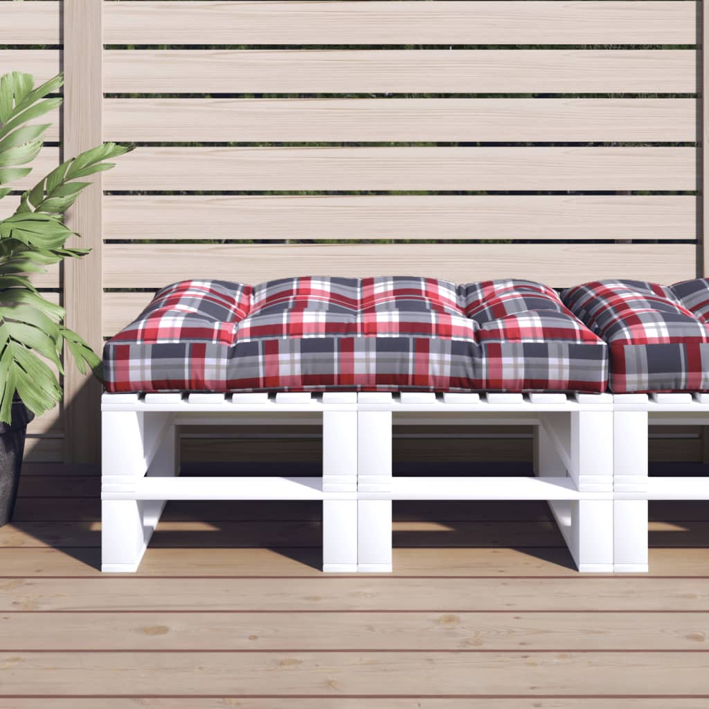 vidaXL Pallet Cushion Red Plaid 120x80x12 cm Fabric