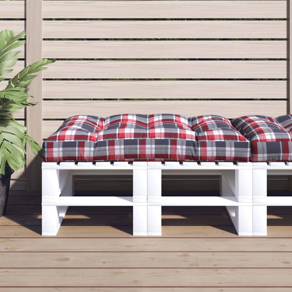 vidaXL Pallet Cushion Red Plaid 120x80x12 cm Fabric