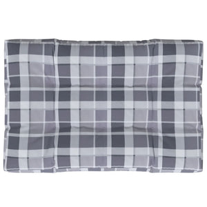 vidaXL Pallet Cushion Grey Gingham 120x80x12 cm Fabric
