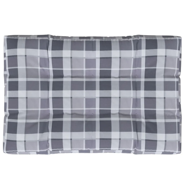 vidaXL Pallet Cushion Grey Gingham 120x80x12 cm Fabric