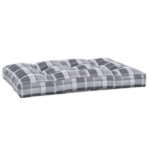 vidaXL Pallet Cushion Grey Gingham 120x80x12 cm Fabric