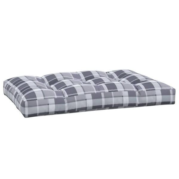 vidaXL Pallet Cushion Grey Gingham 120x80x12 cm Fabric