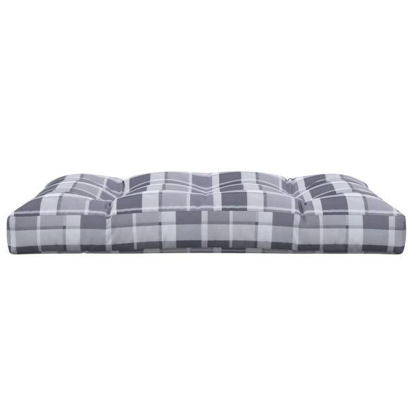 vidaXL Pallet Cushion Grey Gingham 120x80x12 cm Fabric