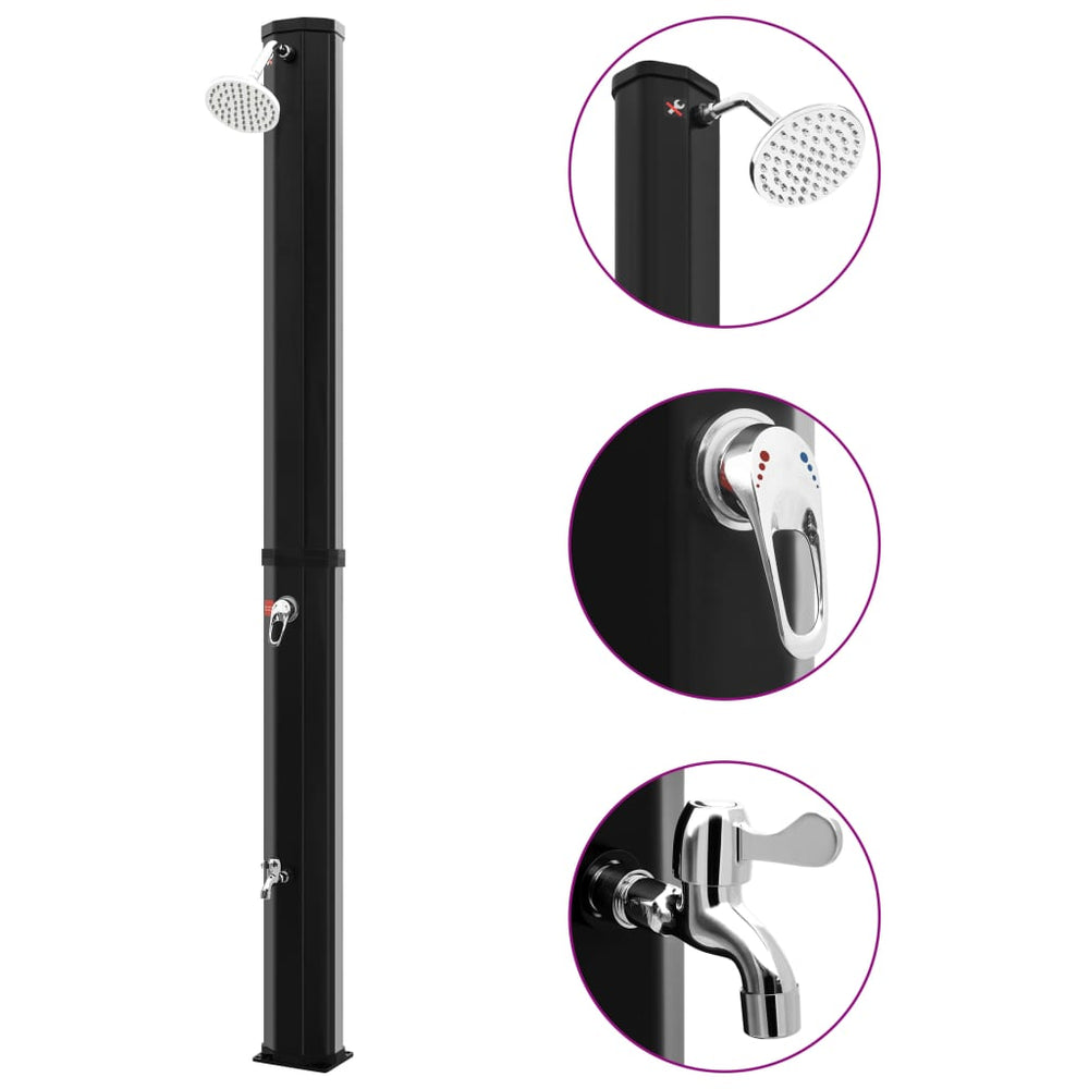 vidaXL Solar Shower with Shower Head and Faucet 35 L Black