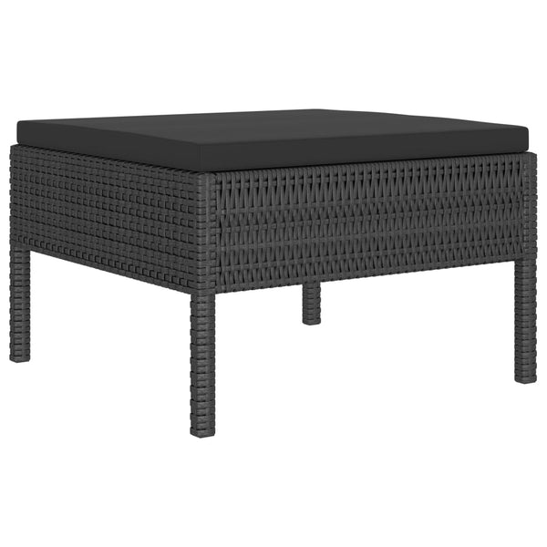 vidaXL 6-Piece Garden Lounge Set with Cushions Poly Rattan Black