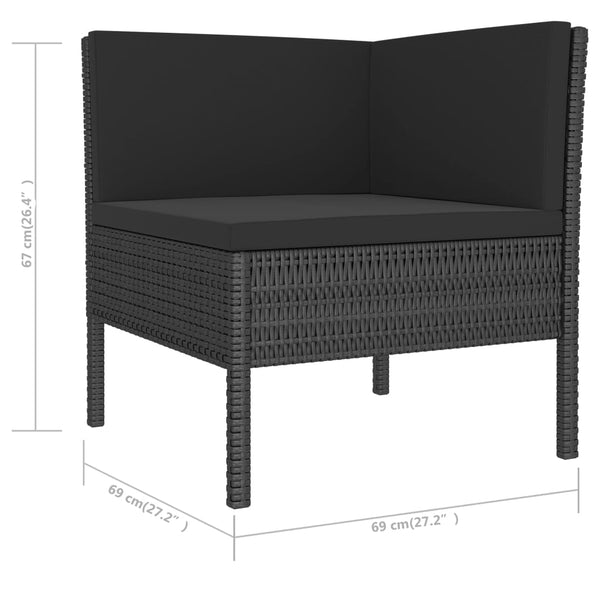 vidaXL 6-Piece Garden Lounge Set with Cushions Poly Rattan Black