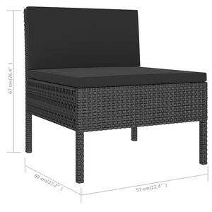 vidaXL 6-Piece Garden Lounge Set with Cushions Poly Rattan Black