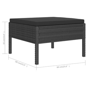 vidaXL 6-Piece Garden Lounge Set with Cushions Poly Rattan Black