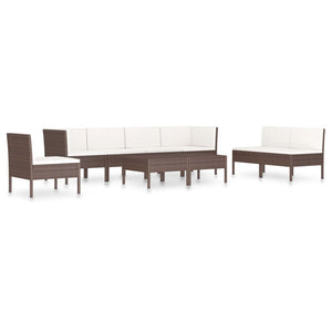 vidaXL 9-piece Garden Lounge Set with Cushions Poly Rattan Brown