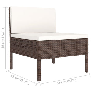 vidaXL 9-piece Garden Lounge Set with Cushions Poly Rattan Brown