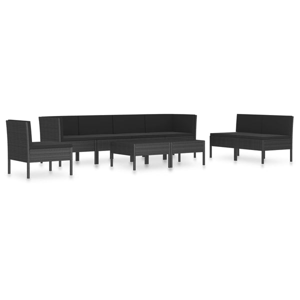 vidaXL 9-piece Garden Lounge Set with Cushions Poly Rattan Black