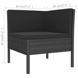 vidaXL 9-piece Garden Lounge Set with Cushions Poly Rattan Black