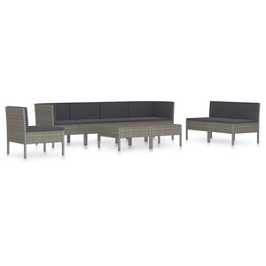 vidaXL 9-piece Garden Lounge Set with Cushions Poly Rattan Grey