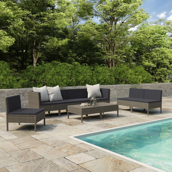 vidaXL 9-piece Garden Lounge Set with Cushions Poly Rattan Grey