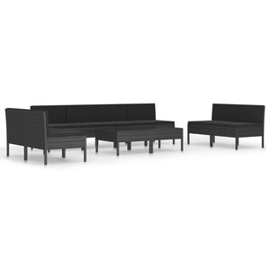 vidaXL 10-piece Garden Lounge Set with Cushions Poly Rattan Black