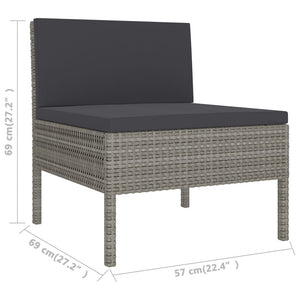 vidaXL 10-pc. Garden Lounge Set with Cushions Poly Rattan Grey