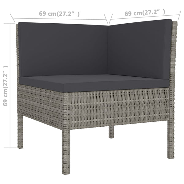 vidaXL 6-Piece Garden Lounge Set with Cushions Poly Rattan Grey