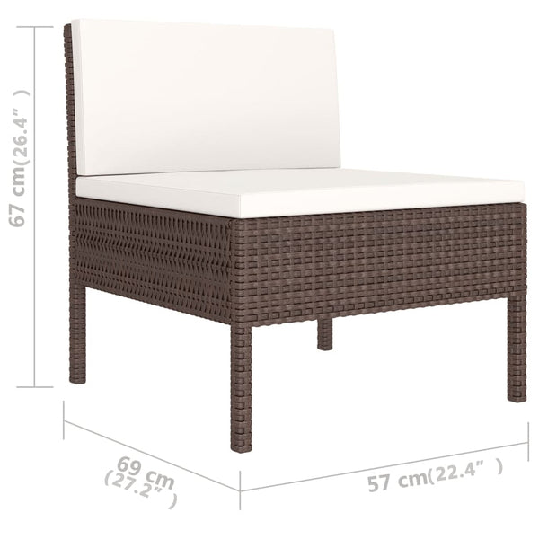 vidaXL 6-Piece Garden Lounge Set with Cushions Poly Rattan Brown