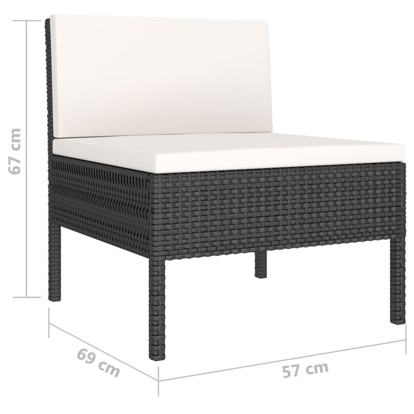 vidaXL 6-Piece Garden Lounge Set with Cushions Poly Rattan Black