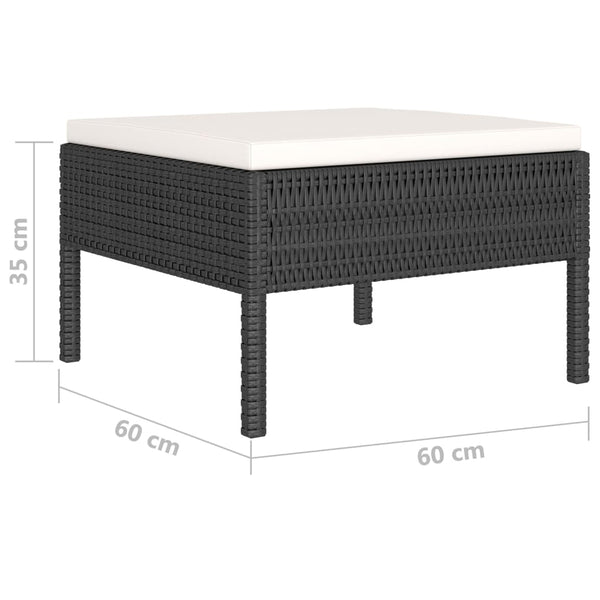 vidaXL 6-Piece Garden Lounge Set with Cushions Poly Rattan Black