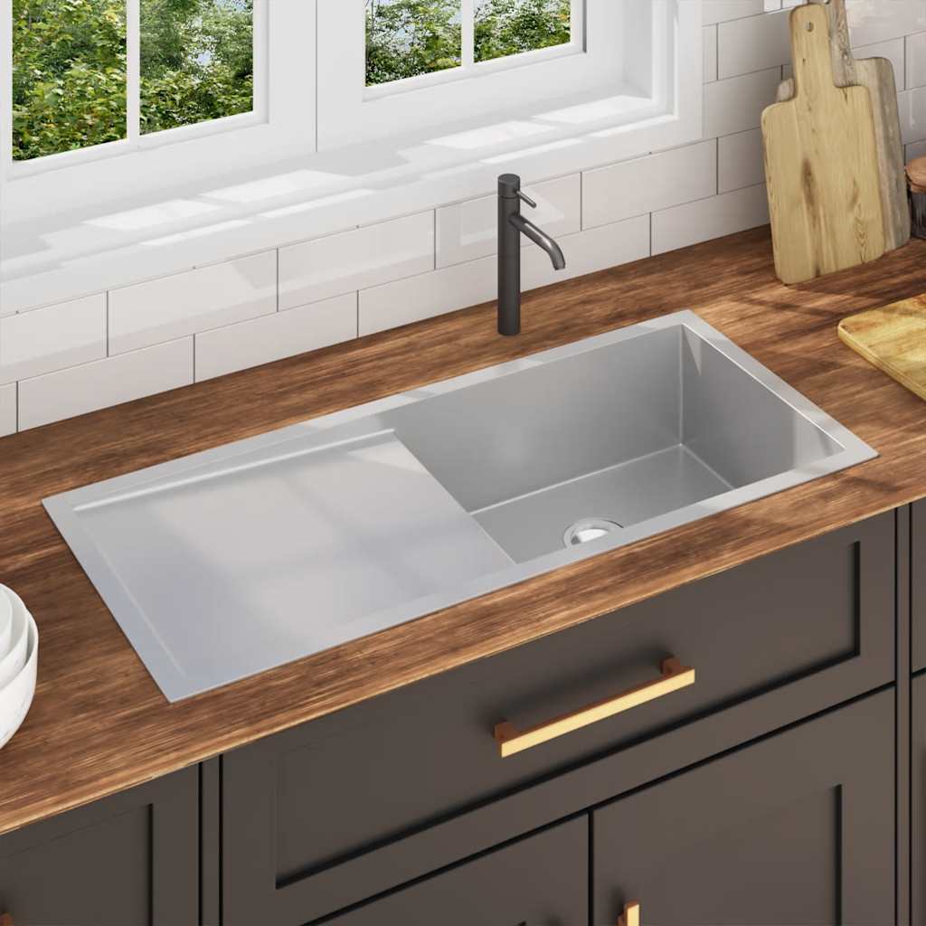 vidaXL Handmade Drop-In Sink Stainless Steel
