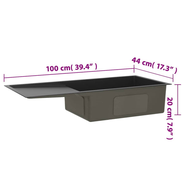 vidaXL Handmade Inset Sink Black Stainless Steel