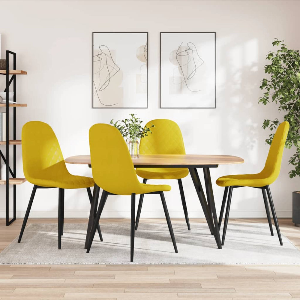 vidaXL Dining Chairs 4 pcs Mustard Yellow Velvet