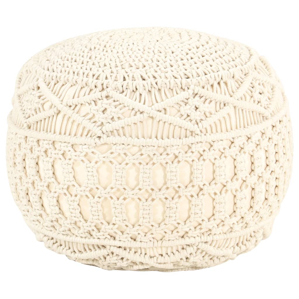 vidaXL Macrame Pouf Hand-knitted 45x30 cm Cotton