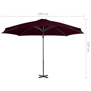 vidaXL Cantilever Parasol with Aluminum Pole 300 cm Red