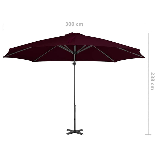vidaXL Cantilever Parasol with Aluminum Pole 300 cm Red