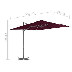 vidaXL Cantilever Parasol with Steel Pole 250x250 cm Burgundy