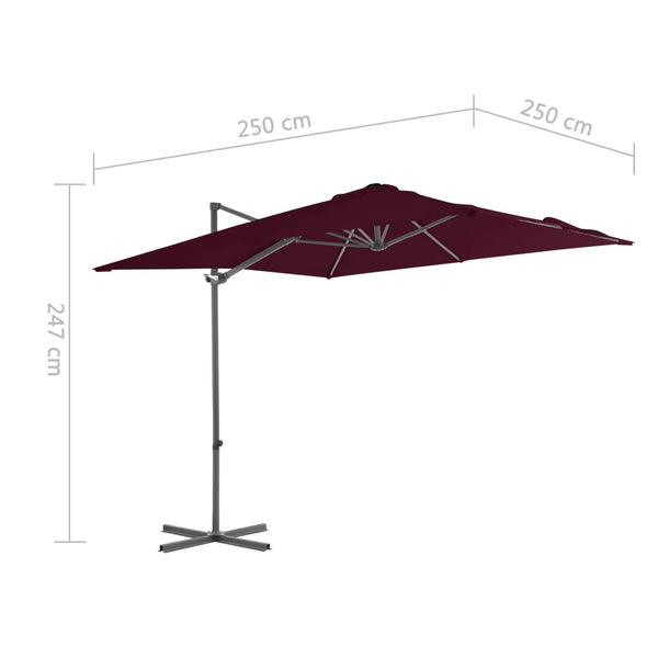 vidaXL Cantilever Parasol with Steel Pole 250x250 cm Burgundy