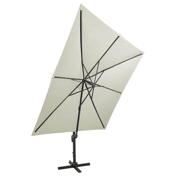 Ampelschirm mit LED-Beleuchtung 300 cm Sandweiß