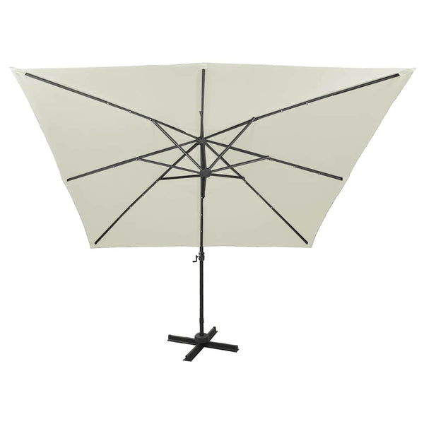 Ampelschirm mit LED-Beleuchtung 300 cm Sandweiß